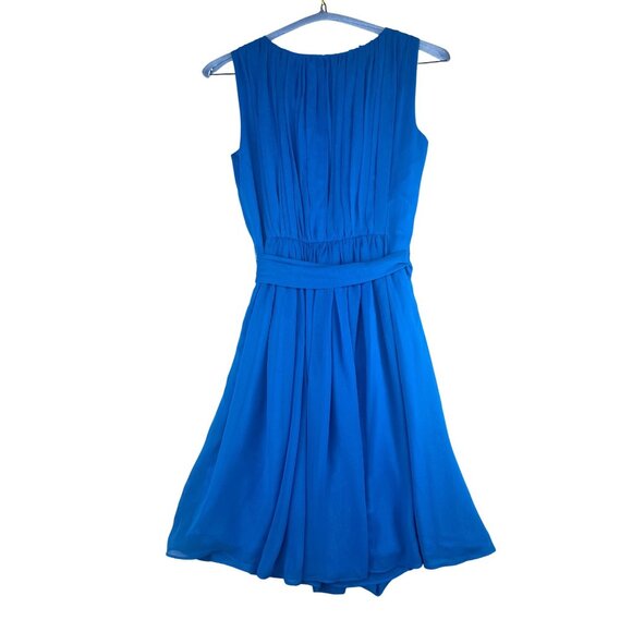 Calvin Klein Blue Sleeveless Pleated A-Line Dress With Belt Size 4 - Picture 11 of 11